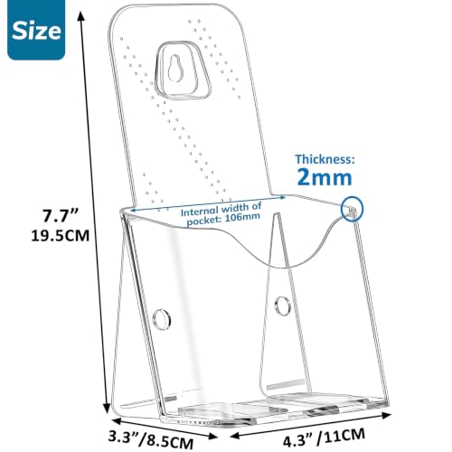 Clear 4x9 Trifold Brochure Holder, Acrylic Rack Card Holder Stand, 4 Pack