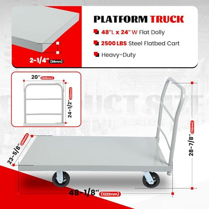 ECOTRIC Heavy-Duty Platform Truck Cart 2500 LBS Capacity Steel Flatbed