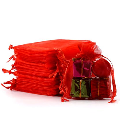 Meowoo 100PCS Organza Bags (3x4inch, Red) - color: red-3x4in-100p, size: 3x4in