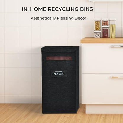 Recycling Bin for Kitchen 13 Gallon, Indoor Recycle Bin with Lid, 50L Recycle Trash Can, Large Recycling Bin for Home with Plastic Glass Metal Labels (Grey, 13 Gallon) - size: 13 Gallon