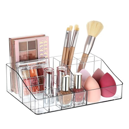 Vtopmart Clear Plastic Devided Makeup Organizer Tray - style: 1 Tier