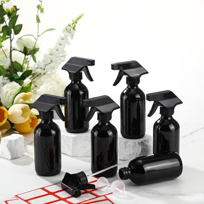 Norme 24 Pcs 8 oz Glass Spray Bottles with Funnels Labels, Black - color: Black