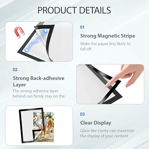 SAMYUCHO Magnetic Sign Holder 8.5 x 11, 5 PCS Self Adhesive Magnetic Frames