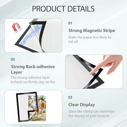 SAMYUCHO Magnetic Sign Holder 8.5 x 11, 5 PCS Self Adhesive Magnetic Frames
