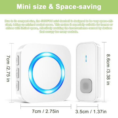 SURFOU Wireless Doorbell 2 Buttons 2 Receivers, 1300ft, 55 Chimes 5 Vol