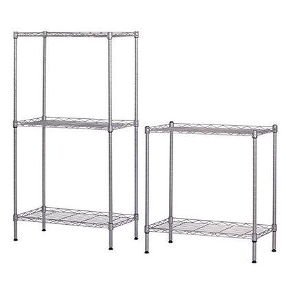 Adjustable 5-Tier Floor Standing Storage Rack, Carbon Steel Metal Shelving Unit with Adjustable Shelves, Heavy Duty Organizer for Kitchen, Garage, Bathroom, Warehouse & Home, Silver