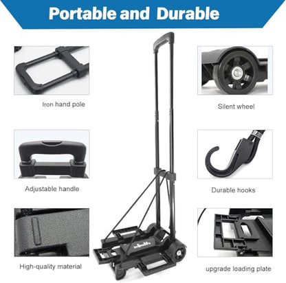 Folding Hand Truck Dolly Cart, Folding Cart Small Dolly with 2 Wheels, - color: 2 Wheel Iron