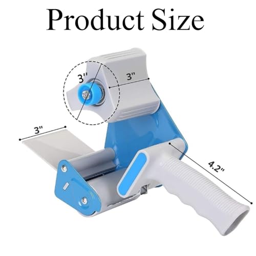 3-Inch Heavy Duty Packaging Tape Gun 4 Pcs Packing Tape Dispenser Gun Non Slip Silicone Handle Portable for Packing Boxes & Moving Box Sealing(Without Tape)