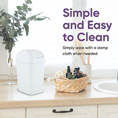 Superio Mini Desktop Trash Can with Swing Top Lid Portable Plastic Garbage Can for Countertop, Desktop, Make up Vanity, Bathroom, Car, Under Sink, Dorm, Compact Waste Bin 5 L 1.25 Gal (2, White) - size: 1.25 Gallon, style: 2 Pack