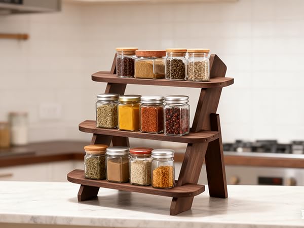 Wooden Display Stand, Tiered Cupcake Stand, 3 Tier Display Stand Riser - color: 2Pcs-Walnut-3Tier