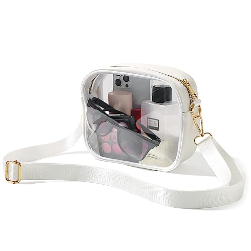 TOBVZOO Clear Bag Stadium Approved, Crossbody Transparent Bag for Concerts Sports Events, Purses for Men & Women - color: White