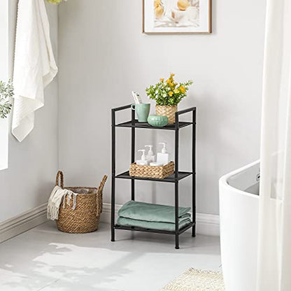 SONGMICS 3-Tier Storage Rack, Bathroom Shelf, Extendable Plant Stand - color: Black, size: 3 Tiers