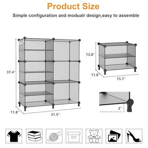 AWTATOS 6 Cube Closet Organizer Storage Shelves, Grey - color: Grey