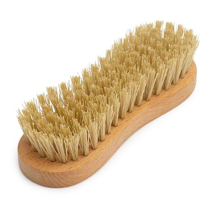 KONEX Nylon Fiber Economy Utility Cleaning Hand Brush | Heavy Duty Hand-Held Scrub Brush Stiff Bristles | Wooden Body, Ideal Scrub Brushes for Cleaning (Peanut Shaped) (Pack of 2) - size: 1 Count (Pack of 2)