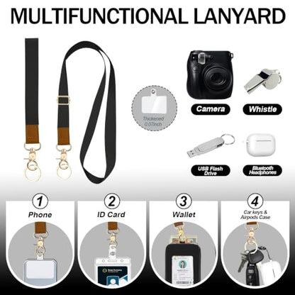 ID Badge Holder with Lightweight Lanyard Wallet, RFID Blocking Card Holder with Zipper Pocket, Adjustable Neck and Wrist Straps for Id Cards, Cash, Coins, Teachers, Black - color: Black