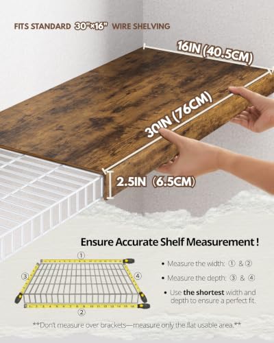 Wire Shelf Cover – Engineered Wood Wire Rack Covers for Shelves, Rustic Farmhouse Style for Pantry, Closet (5, 30" W × 16" D) - size: 30"W × 16"D