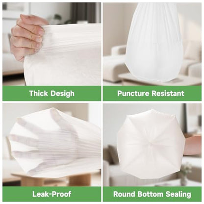 3 Gallon Small Trash Bags Bathroom Biodegradable With Handles - color: Bio-3Gal-White100
