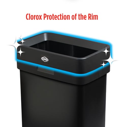 Clorox Slim Open Top Stainless Steel Trash Can, Matte Black, 13 Gal / 50L - color: Black Open Top