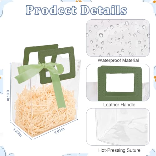 KEUKORZ 12 PCS multicolor Clear PVC Gift Bags with Handles Reusable - color: Multi