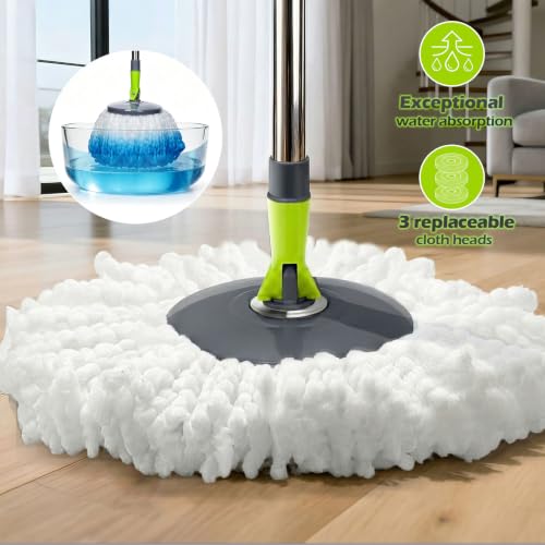 Masthome Compact Spin Mop Bucket System with Pedal Wringer Set - color: Green+dark Grey