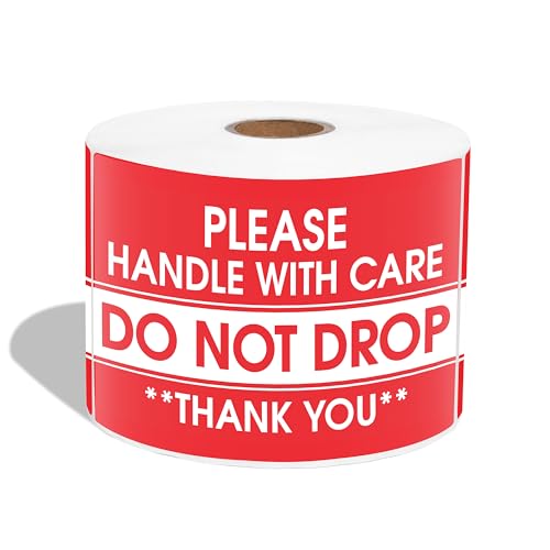 3" X 5" Handle with Care Do Not Drop Fragile Shipping Stickers - color: Red/White (Fragile - Do Not Drop)