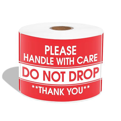 3" X 5" Handle with Care Do Not Drop Fragile Shipping Stickers - color: Red/White (Fragile - Do Not Drop)