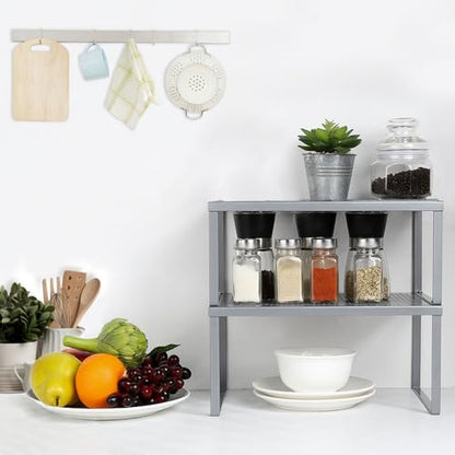 NEX Cabinet Organizer Shelf, Kitchen Counter Shelves Set of 2, Silver - color: Silver