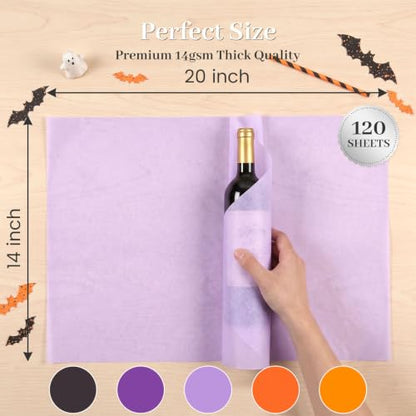 Shindel 120 Sheets Halloween Tissue Paper, 20 X 14 inch, 5 Colors - color: Mixed Color