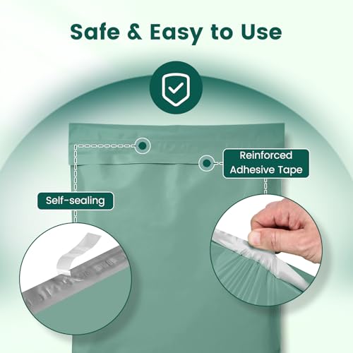 Metronic Poly Mailers 10x13 50 Pack, Small Self Seal Shipping Bags - color: Grayed Jade Green, size: 10x13 50PC