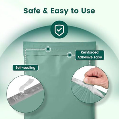 Metronic Poly Mailers 10x13 50 Pack, Small Self Seal Shipping Bags - color: Grayed Jade Green, size: 10x13 50PC