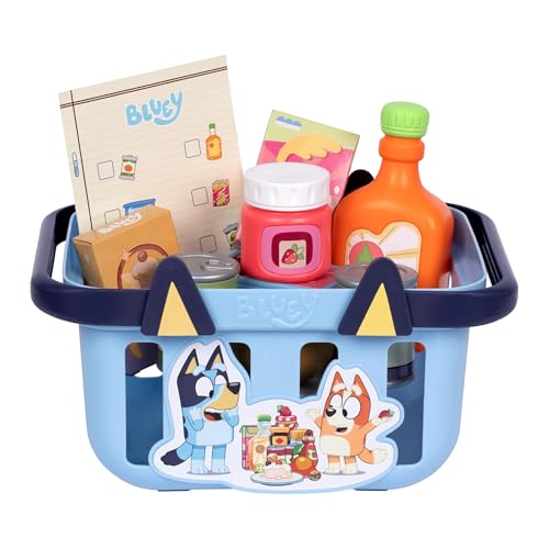 Bluey Shopping Basket, 9 Grocery Accessories, Toddler Pretend Play - style: Shopping Basket