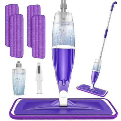 Wet Dry Mops for Floor Cleaning: Spray Mops Hardwood Floor Mop Refillable - color: Purple