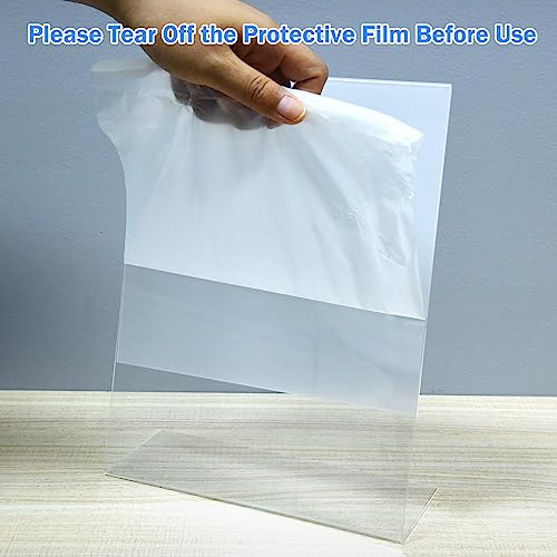 Acrylic Sign Holder 6 Pack 8.5x11 Slant Back Acrylic Stands for Display Plexiglass Clear Acrylic Display Stands for Ad Frame, Picture Photo Frames, Promotions, Restaurants, Office, Store, Home - size: Vertical 6 pack 8.5 x 11 inches