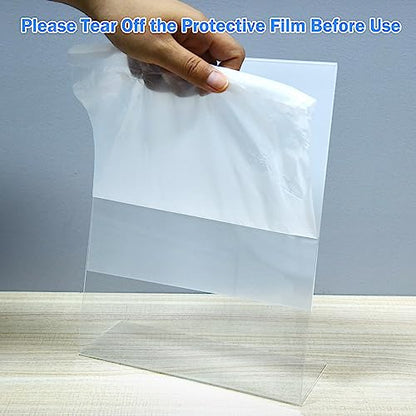 Acrylic Sign Holder 6 Pack 8.5x11 Slant Back Acrylic Stands for Display Plexiglass Clear Acrylic Display Stands for Ad Frame, Picture Photo Frames, Promotions, Restaurants, Office, Store, Home - size: Vertical 6 pack 8.5 x 11 inches