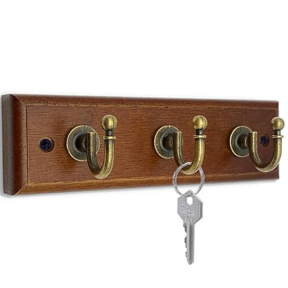 6.7 inch Wooden Key Holder for Wall, Decorative Key Rack with 3 Hooks