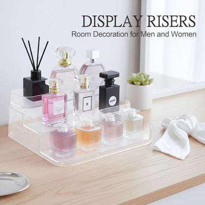 2Pcs 3-Tier Perfume Display, Vitamin Bottles Organizer & Medicine Bottle Organizer Vanity Display Case Display Cabinet for Perfume Shelf and Glass Bottle Clear Case a Great Storage Helper at Home