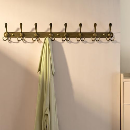 Dseap Coat Rack Wall Mount - 29.5” Long 8-Tri-Hooks Heavy Duty Coat Hanger Rail Wall Hooks for Hanging Coats Hats Clothing Clothes Purse Mudroom Entryway, Bronze - color: Bronze, size: L=29.5” (1 Pcs)