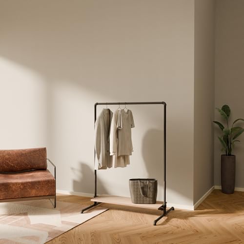 pamo Clothing Rack with Shelves 39" W x 49" H, 130 lbs Load Capacity - color: 1 x Oak Shelf, size: 1 Low
