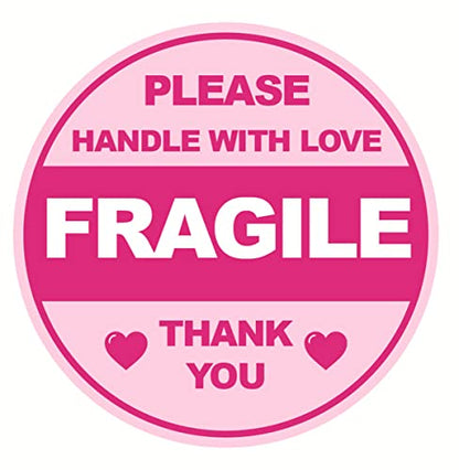 2inch 300pcs Cute Fragile Sticker Handle with Care Thank You Shipping Label