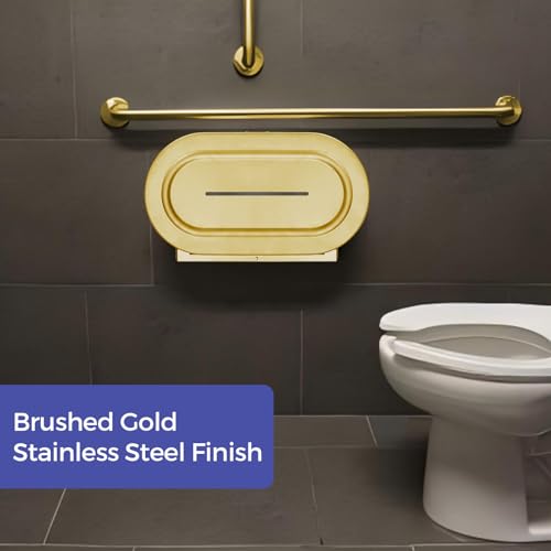 Stardrix Stainless Steel Twin Jumbo Toilet Paper Dispenser Wall Mount, 9" Commercial Double Roll Holder, Industrial Tissue Dispenser with Key Lock, Brushed Gold - color: Brushed Gold