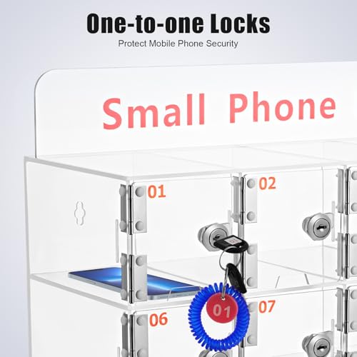 20 Slots Cell Phone Locker Box, Acrylic Cell Phone Storage Cabinet with Individual Key Locks Desktop & Wall Mounted Phone Organizer for Office School Factory - size: 20-Slot Acrylic
