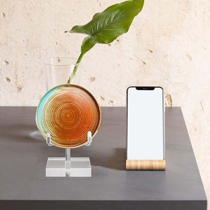 Xthrotsenk 2" Rock Crystal Stands for Display Small Plate Stand Clear Small Easel Stands Adjustable Plate Holder Silver Decorative Plates Display Stand for Mineral Agate
