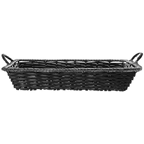 HUBERT Wicker Storage Basket with Handles Black Plastic - 18" L x 12" W x 3 1/2 H