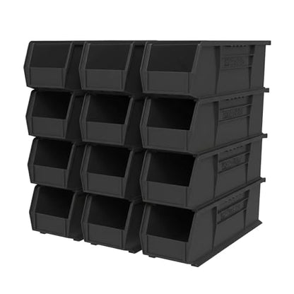 Akro-Mils 30234 AkroBins Plastic Storage Bins, 15"x5"x5", Black, 12-Pack - color: Black