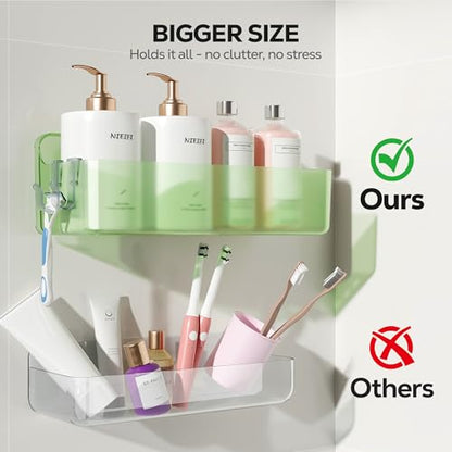 Nieifi Adhesive Shower Shelves, Green, 5 Pieces - color: Green-Clear, size: 5 pieces