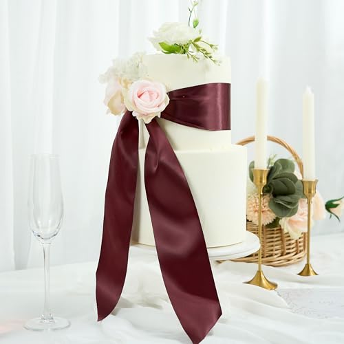 Burgundy Double-Faced Satin Ribbon, 3 Inch x 10 Yards - color: Burgundy
