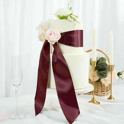 Burgundy Double-Faced Satin Ribbon, 3 Inch x 10 Yards - color: Burgundy