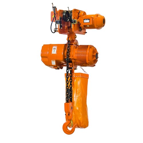 Prowinch 11000 Lbs 5 Ton Electric Chain Hoist with Trolley 3 Phase 208V-240/440-480V -20 ft Lifting Height, H3 Duty Class, G100 Chain for Heavy-Duty Lifting & Industrial Use - size: 11000lb With Trolley