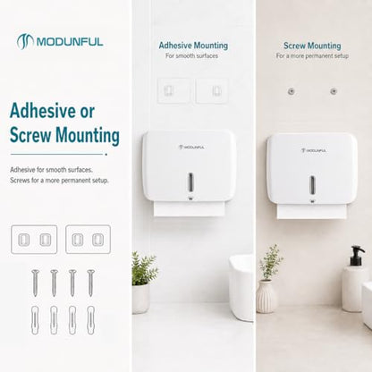 modunful Folded Paper Towel Dispenser Wall Mount No Drill White Keylock - color: D-13 White