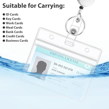 Lanyards for Id Badges Stainless Steel Lanyard with 2 Waterproof ID Holders - color: Silver